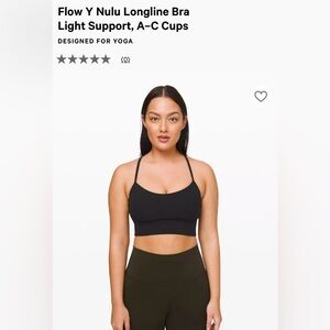 Lululemon Flow Y Longline Bra, Size 4! Designed for Yoga, Like New! MSRP $60